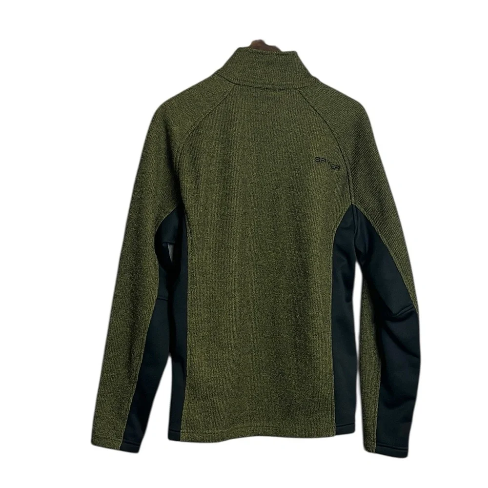 Spyder Men's Olive Green Black Quarter-Zip Fleece Lined Pullover Shirt Jacket M